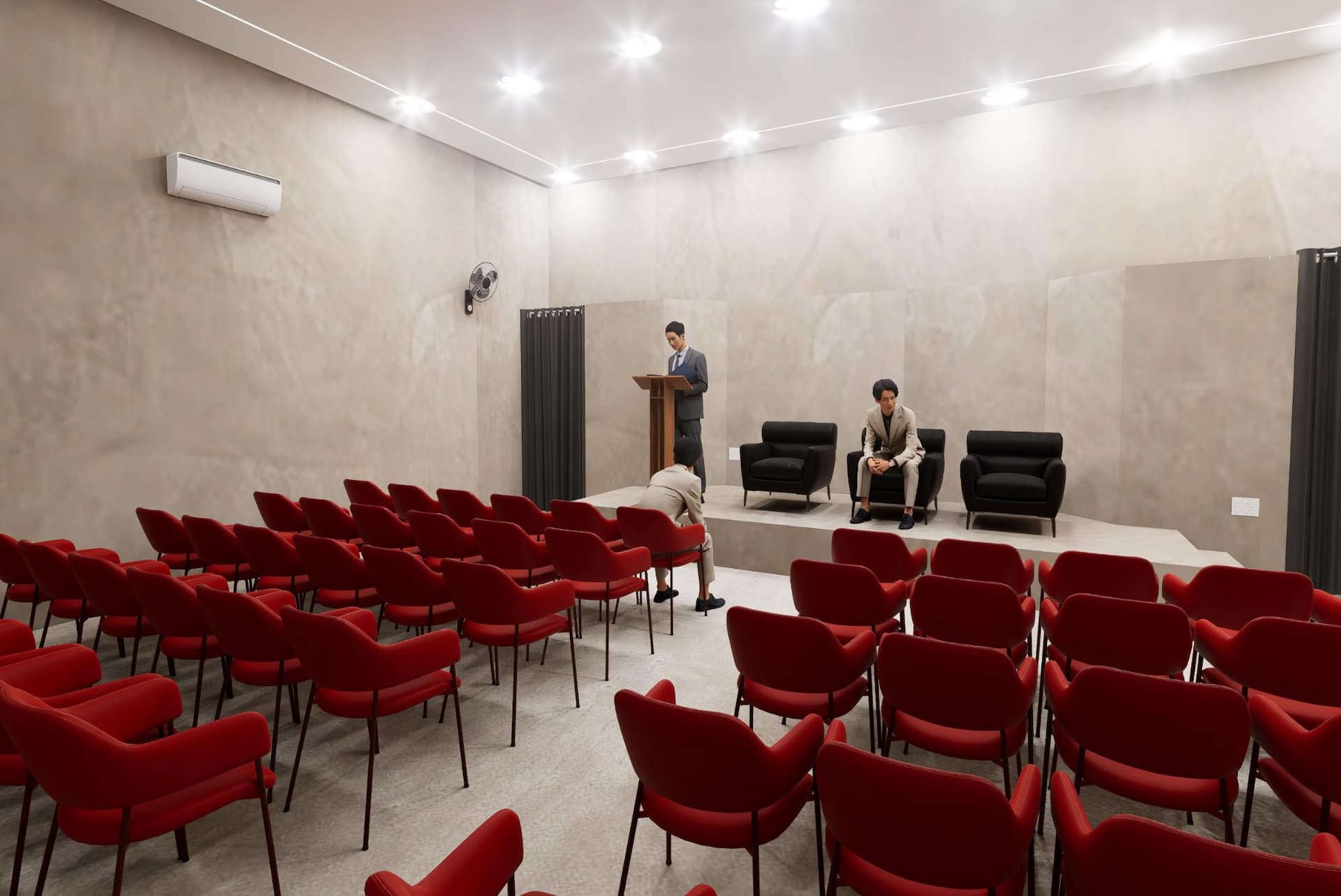 Inside the Saketham mini auditorium